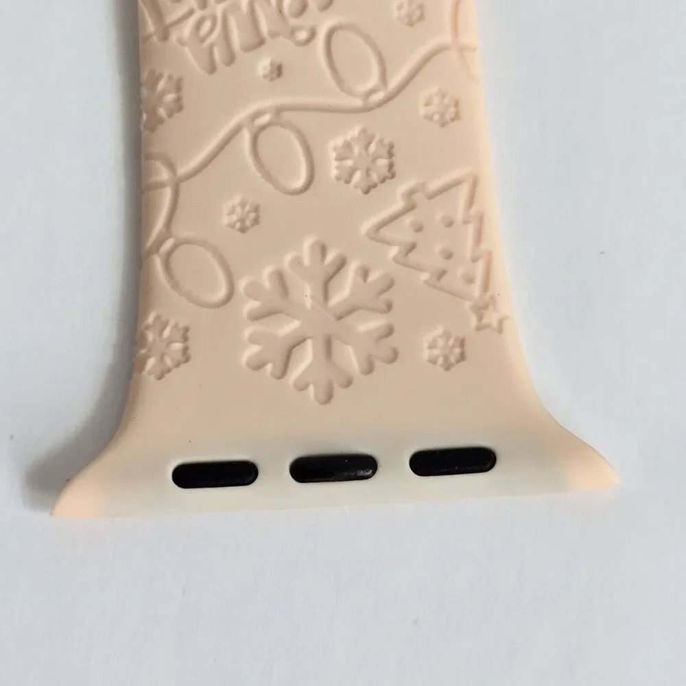Pink Christmas Silicone Sport Band Wrist Strap For Apple Watch 42/44/45/49mm
